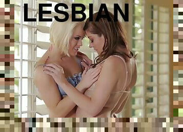 Lesbian babes making sweet love with their toys