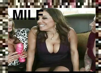 Threesome with two MILFs and a thick white cum gun