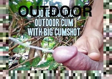 INDONESIAN DICK - 7 Days Without PMO Outdoor Masturbation Then Cum on a Banana Leaf