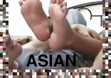 asiatique, amateur, ejaculation-sur-le-corps, gay, pieds