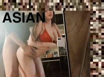 Asian model with a perfect body smashed from behind!!
