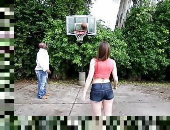 Brooklyn chase posing and playing basketball outdoor