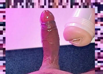 Dripping Wet Fleshlight gets Fucked by a Big Uncut Dick - Biggest & Hottest Cumshot on Pussy