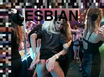 Sexy lesbians dancing in the club