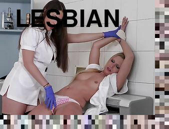 Lesbian nurses find it intriguing to share toys and fuck