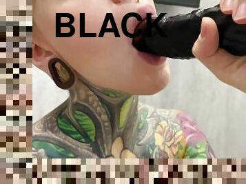 amateur, fellation, jouet, fellation-profonde, black, solo, tatouage, bite