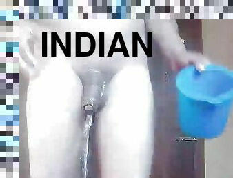 indian boy bathing
