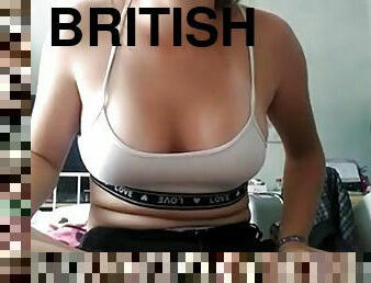 Shy british teen shows breasts