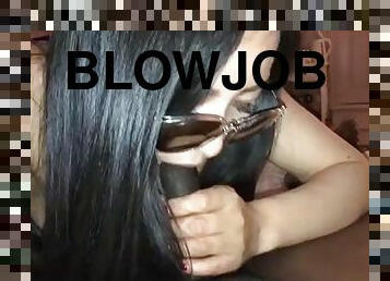 Hand job and blowjob by a cute chinese girl