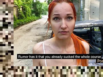 POV blowjob - Redhead Student thief will be mine - amateur slut