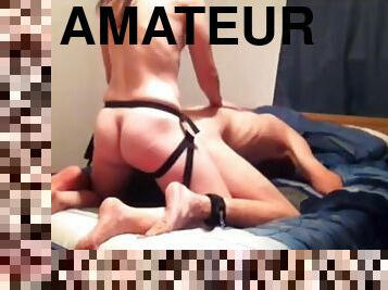 chatte-pussy, gode-ceinture, amateur, lesbienne, jouet