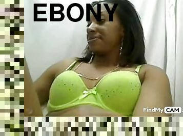 Ebony toying wet sticky