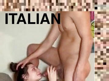 Sexy Italian tinder match swallows my cum