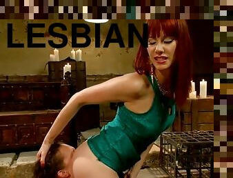 Naked lesbian spanked hard in the basement Maitresse Madeline, Bonnie Day