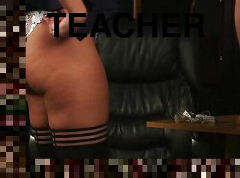 SPH teacher jerks tiny dick in classroom in CFNM action