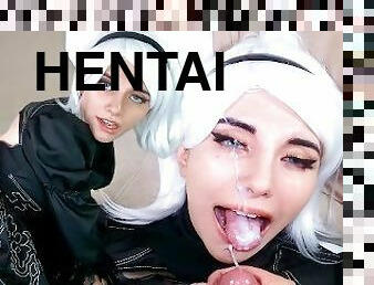 2B Nier Automata 3D HENTAI - UNCENSORED real COSPLAY - Facial Cumshot