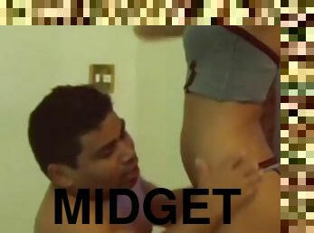 Brunette latina gets midget cock