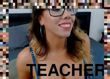 Nerdy teacher has a new set of boobs