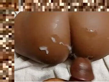 Oiled BBC Fucks Tight Ass and Pussy