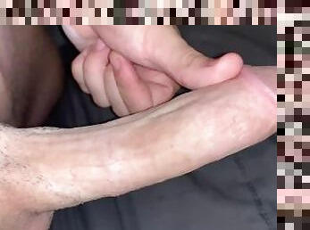 ON EDGE SOLO MALE MASTURBATION IN BED (8 INCH MONSTER COCK MORNING JERK OFF) INTENSE BREATHING POV