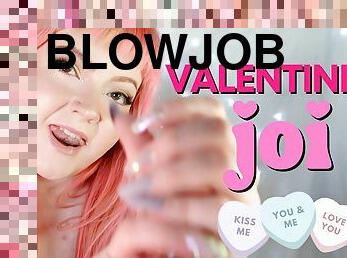 Chubby Teen Cheerleader Valentine&#039;s Day JOI Jerk Off Instruction Blowjob &amp; Tittyfuck, Pussy fuck