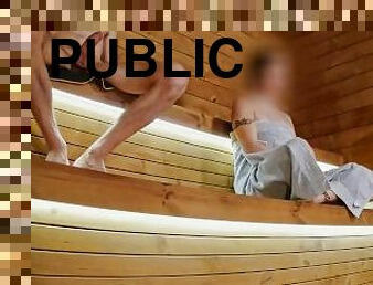 masturbación, público, sauna, pillada, exhibicionista, polla, exhibicionismo