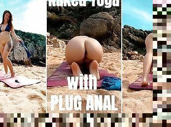 Nude Yoga with Butt Plug on a nudist beach in Portugal. If you like it, I'll make a long version.