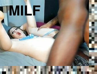 FREINDS MUM SMOKES WEED WHILST GETTING RAILED BY YOUNG BBC IN DOGGYSTYLE, COWGIRL MISSIONARY
