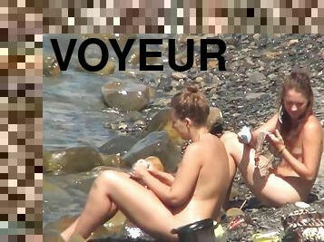 nudist, im-freien, kam, strand, voyeur, versteckte