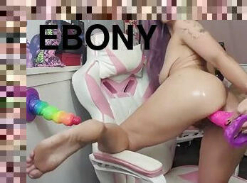 masturbation, ébène, ados, jouet, black, bout-a-bout, solo