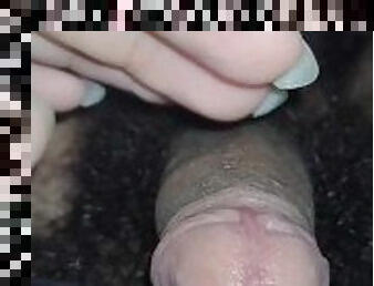 Big nails Guy messing with his pre cum. Horny bear
