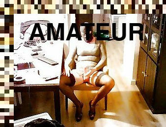 masturbation, transsexuelle, amateur, branlette, bas, ejaculation, lingerie, fétiche, latex, solo