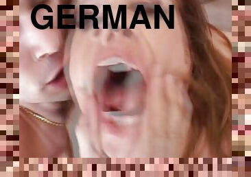 Stunning brunette slut from Germany gets destroyed in living room