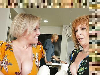 Older horny broads Dee Williams and Sara Jay selectively share a shaft
