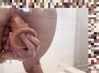 baden, masturbieren, orgamus, spielzeug, dildo, dusche, allein