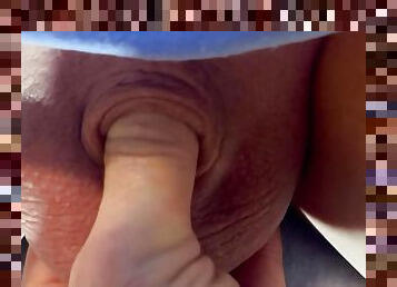 Giving a thumb job to my micropenis