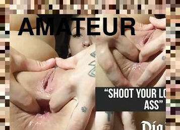 amateur, anal, ejaculation, mignonne, fétiche, gros-plan, trou-du-cul, tatouage