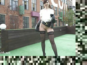 Jeny Smith - Flashing Stockings Line With Mini Skirt By Sexy