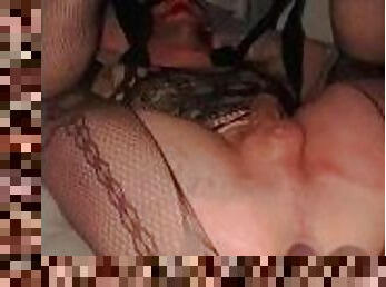 Caught him in my fishnets so tied him up and toyed his ASS