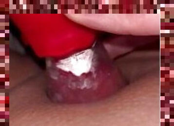 clito, grosse, masturbation, chatte-pussy, amateur, jouet, belle-femme-ronde, point-de-vue, solo, gros-plan