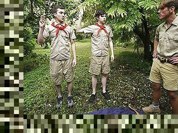 Scout Master Joshua Kelly Submits His Tight Ass And Thirsty Mouth To Two Camp Boys - Boys At Camp