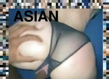 asiatique, cul, tricherie, chatte-pussy, amateur, interracial, maison, ejaculation-interne, black, couple