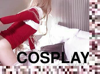 Nikke, sexy Santa Viper Cosplayer gets fucked, Asian Christmas Hentai Crossdresser cosplay shemale 1