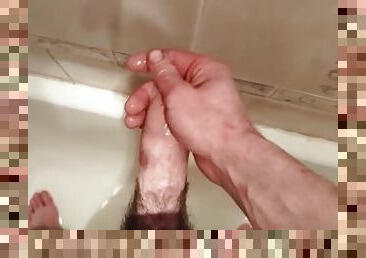 baignade, masturbation, orgasme, giclée, amateur, ejaculation-sur-le-corps, branlette, douche, solo