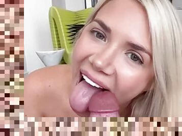 gros-nichons, amateur, fellation, ejaculation-sur-le-corps, énorme-bite, milf, joufflue, point-de-vue, blonde, bout-a-bout