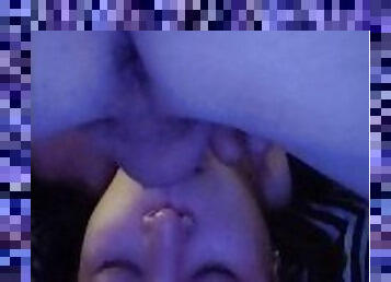 Upside down deepthroat face fucking