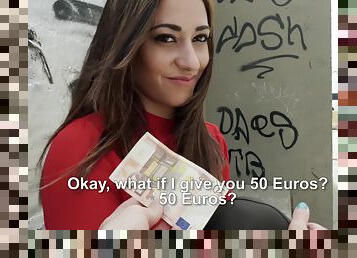 Euro babe accepts cash for a good public fuck on cam