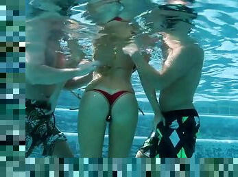 Samantha Saint threesome scene in the pool