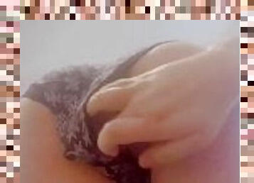 asiatique, cul, masturbation, chatte-pussy, amateur, japonais, butin, doigtage, culotte, horny