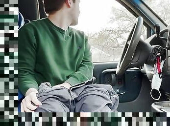 Young Guy Masturbates in the Work Truck - Anguish Gush 